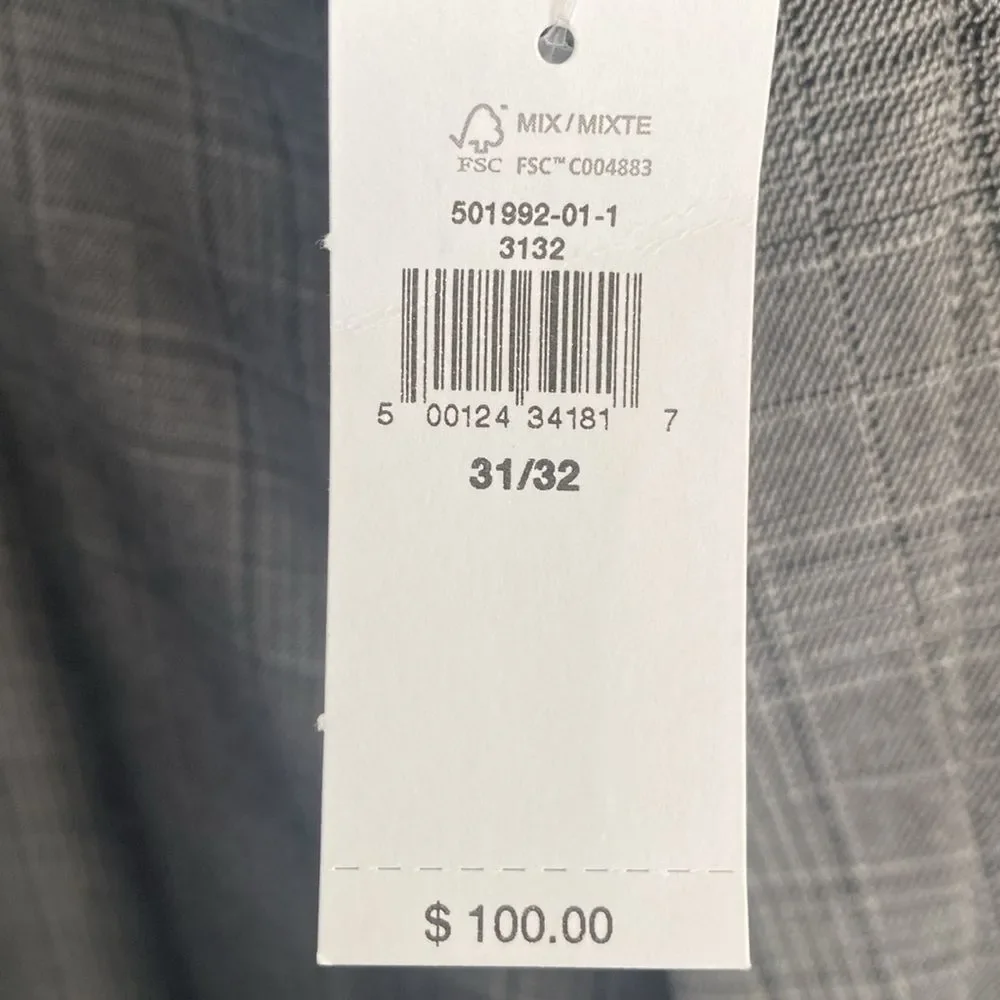New Banana Republic Gray Checkered Lightweight Pants Slim Tapered Fit New tags